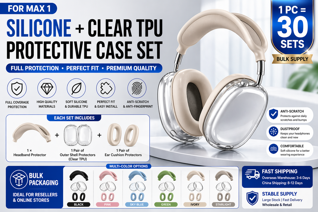 Max 1 Silicone + Clear TPU Protective Case Set / Multi-Color / Full Coverage / 1 PC = 30 Sets / High Quality | Fast Shipping