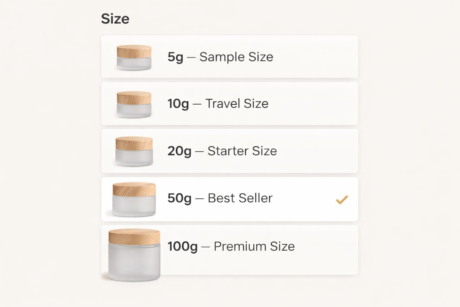 Wooden Lid Cosmetic Container / 5g–100g / Matte Finish / Premium Storage Jar / High Quality