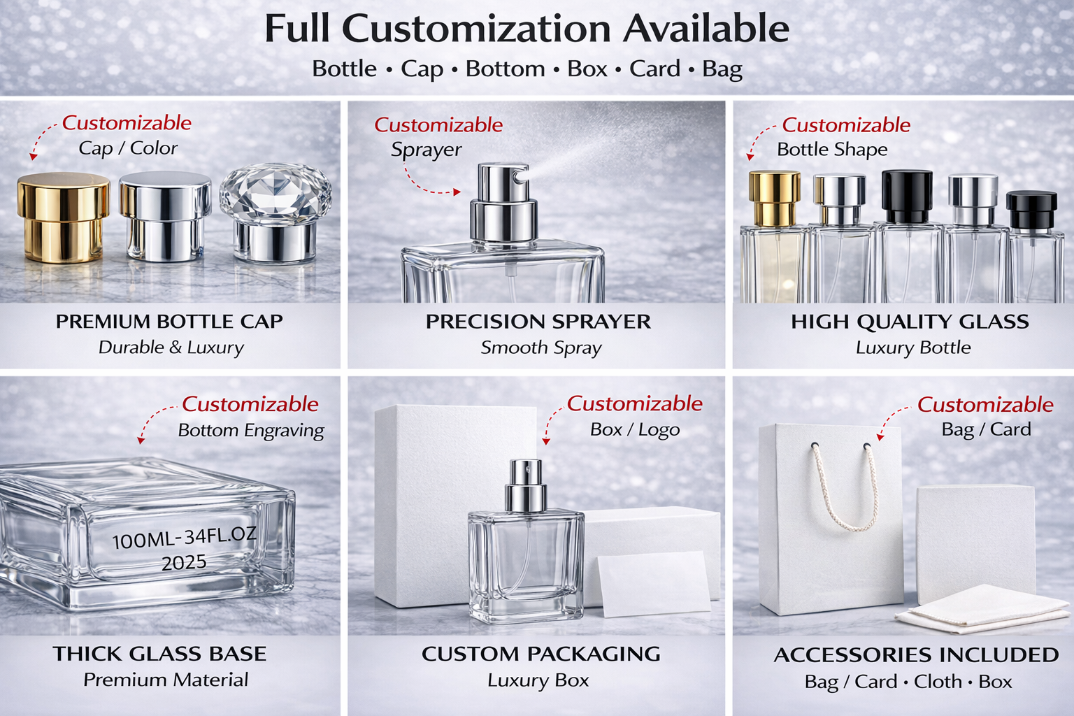 Customizable Premium Glass Perfume Bottle – Standard Design